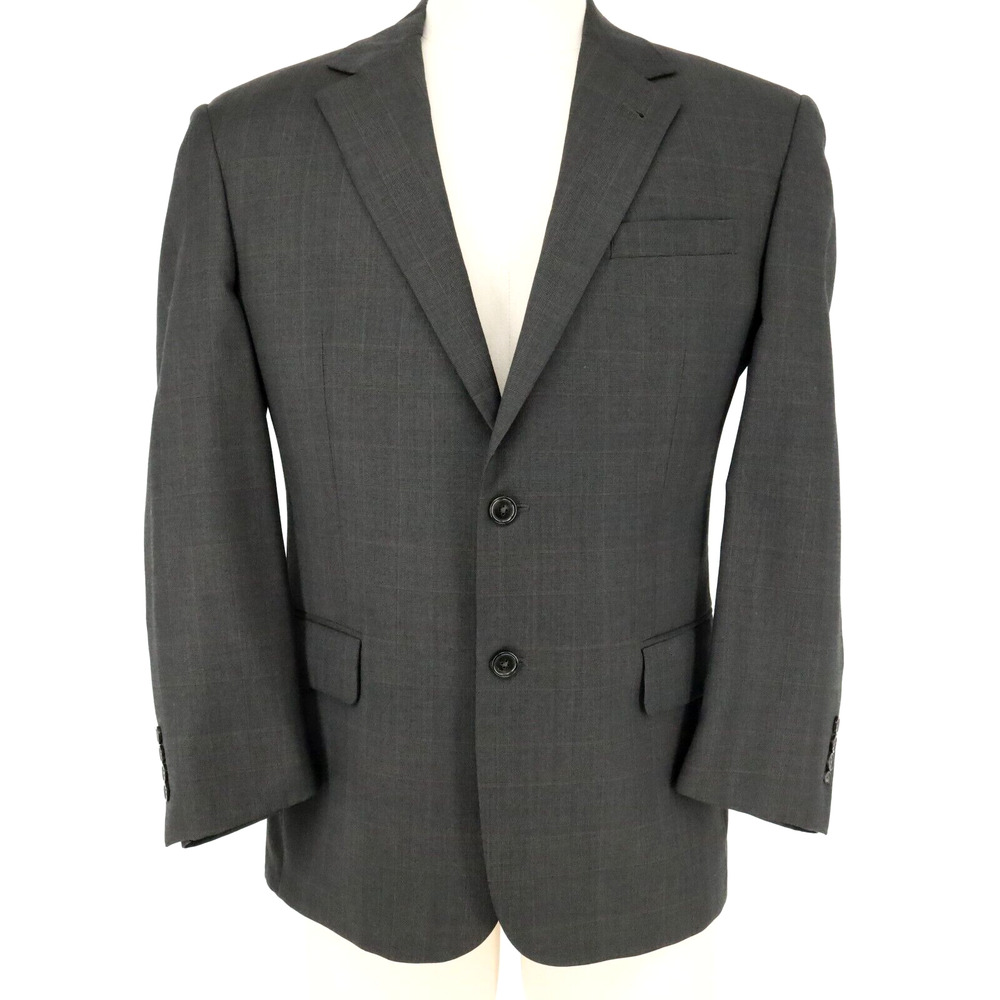 Jos A Bank Sport Coat Mens 42S Wool Brown Plaid Jacket Blazer Single Vent Career